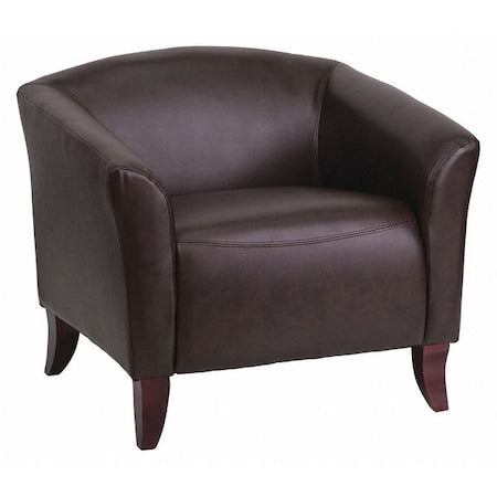Hercules Imperial Chair, Brown Back, 33-1/2 in W 31" L 29" H, Sloping, Leather Seat