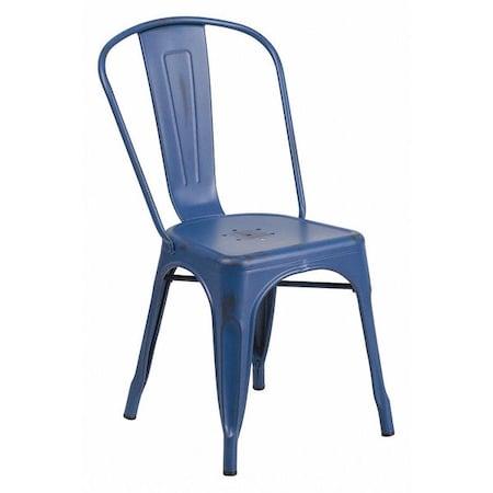 Contemporary Stackable Chair, Blue Back, 17-3/4 in W 20" L 33-1/2" H