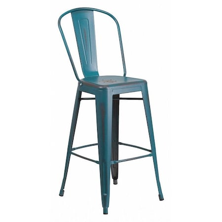 Distressed Blue-Tl Metal Stool, Color: Blue