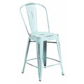 Distressed Gn-Blue Metal Stool