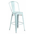 Distressed Gn-Blue Metal Stool, Material: metal