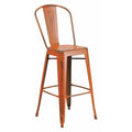 Distressed Orange Metal Stool, Material: metal