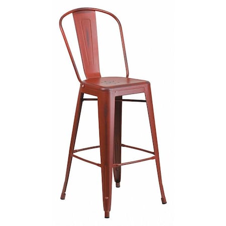 Distressed Red Metal Stool, Material: Rubber
