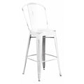 Distressed White Metal Stool, Seat Height Range: 30"