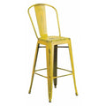 Distressed Yellow Metal Stool, Seat Height Range: 30"