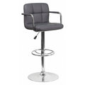 Gray Quilted Vinyl Barstool, Adj Height
