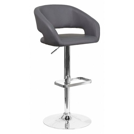 Gray Vinyl Adjustable Height Barstool