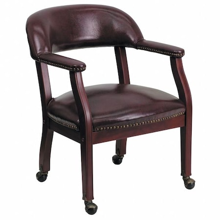 Traditional Luxurious Conference Chair, 24 in W 27" L 31-1/2" H, Upholstered Straight, Vinyl Seat