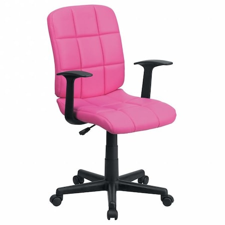 Vinyl Contemporary Chair, 16-3/4" to 21-3/4, Fixed Arms, Pink