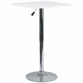 Square Square Adjustable Wood Table, 23.75" W, 23.75" L, 40.5" H, Wood Top, White