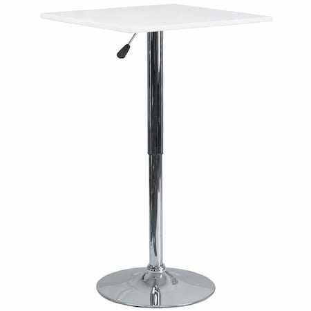Square Square Adjustable Wood Table, 23.75" W, 23.75" L, 40.5" H, Wood Top, White