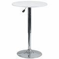Round Round Adjustable Wood Table, 23.75" W, 23.75" L, 35.75" H, Wood Top, White