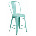 Mint Metal Outdoor Stool, 24"
