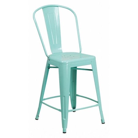 Mint Metal Outdoor Stool, 24"