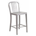 24" High Silver Metal Counter Height Stool
