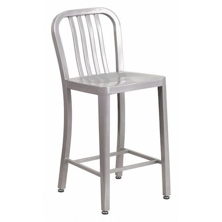 24" High Silver Metal Counter Height Stool