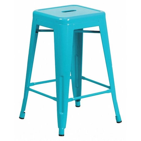 24" High Backless Teal-Blue Counter Height Stool