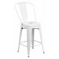 24" High White Metal Counter Height Stool w/Back