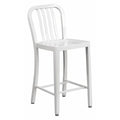 24" High White Metal Counter Height Stool