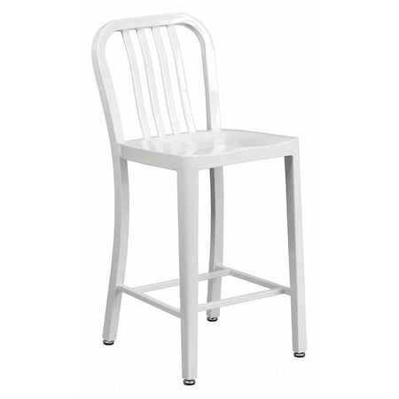 24" High White Metal Counter Height Stool