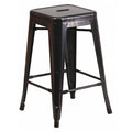 24" High Backless Black/Gold Counter Height Stool