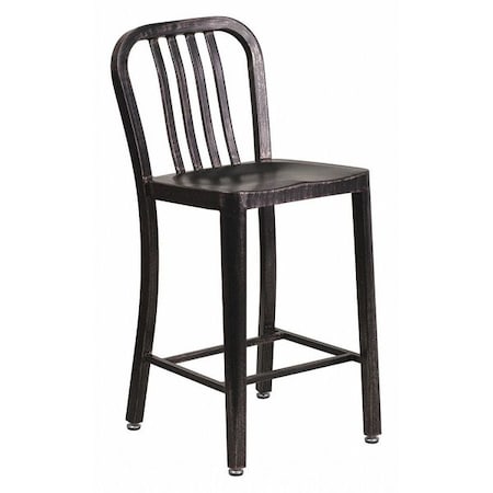 24" High Black-Gold Metal Counter Height Stool