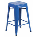 24" High No Back Blue Metal Counter Height Stool