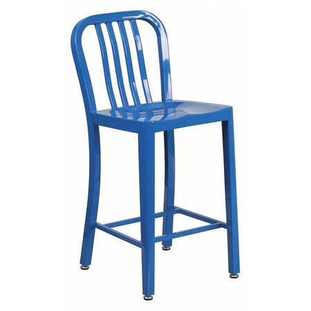 24" High Blue Metal Counter Height Stool