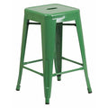 24" High Backless Green Metal Counter Height Stool