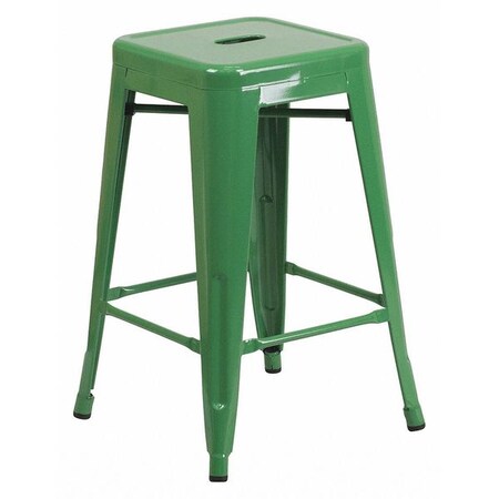 24" High Backless Green Metal Counter Height Stool