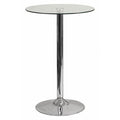 Round 23.5" W, 23.5" L, 35.5" H, Glass, Clear
