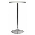 Round 23.75" W, 23.75" L, 41.75" H, Glass, White