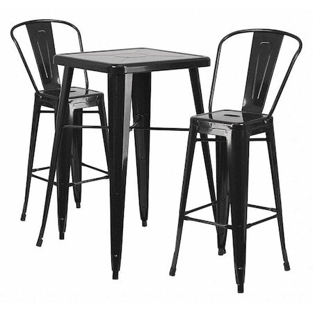 Square 27.75" W, 27.75" L, 40" H, Metal, Black