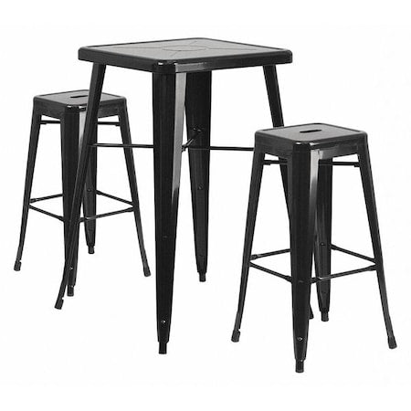 Square 27.75" W, 27.75" L, 40" H, Metal, Black