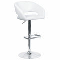 White Vinyl Adjustable Height Barstool