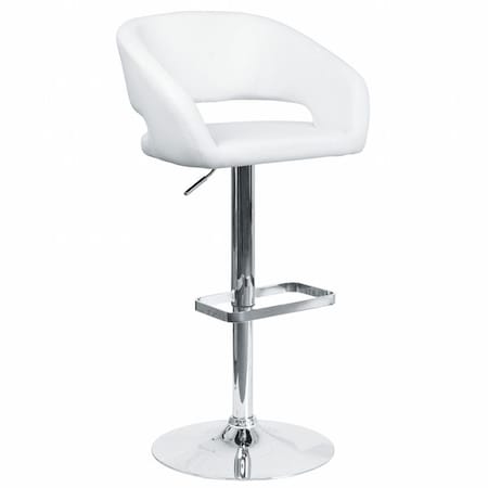 White Vinyl Adjustable Height Barstool