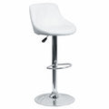 White Vinyl Barstool, Adj Height