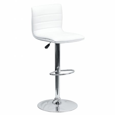 White Vinyl Barstool, Adj Height