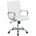 Contemporary Chair White Mid-Back Exec Chair, Fixed Arms, 18-1/4" to 22-1/4" Height