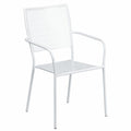White Steel Patio Arm Chair with Square Back