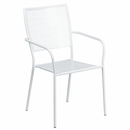 White Steel Patio Arm Chair with Square Back