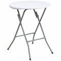 Round Wh 24Rnd Plastic Fold Table, 24" W, 24" L, 29.375" H, Granite White