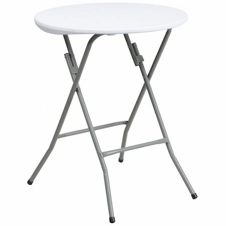 Round Wh 24Rnd Plastic Fold Table, 24" W, 24" L, 29.375" H, Granite White