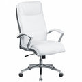 Contemporary Chair White High Back Exec Chair, Fixed Arms, 20" to 22" Height, Plastic, White