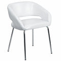Fusion Side Reception Chair, White Back, 23-1/2 in W 21-3/4" L 28-3/4" H, Leather Seat