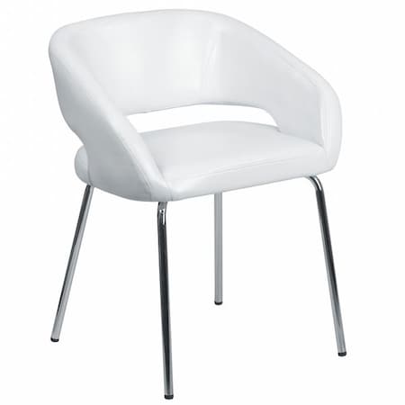 Fusion Side Reception Chair, White Back, 23-1/2 in W 21-3/4" L 28-3/4" H, Leather Seat