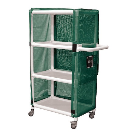 PVC Linen Cart, 32", 3 Shelf, Green