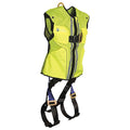 Hi-Vis Vest Full Body Harness, S/M, 425 lb., Mating Chest/ Mating Leg Straps, Back D-Ring