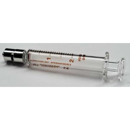 Glass Syringe, Metal Luer Lock, 2 mL