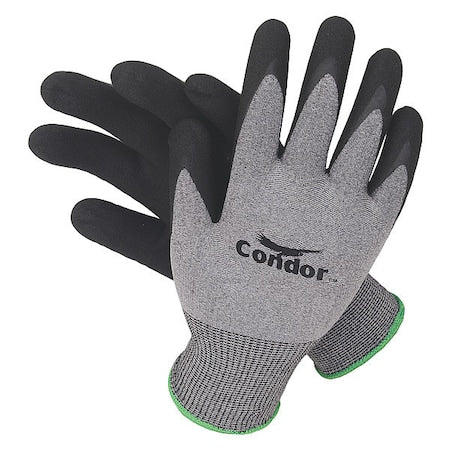 Coated Gloves, Nitrile, Foam, Palm, 4 Abrasion Level, Gray/Black, S (7) 1 PR